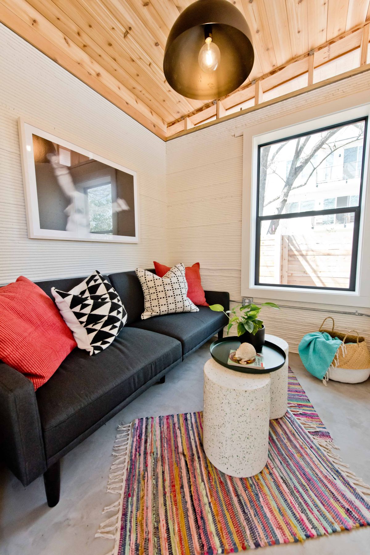 Modern 3D printed home by Icon - Living area