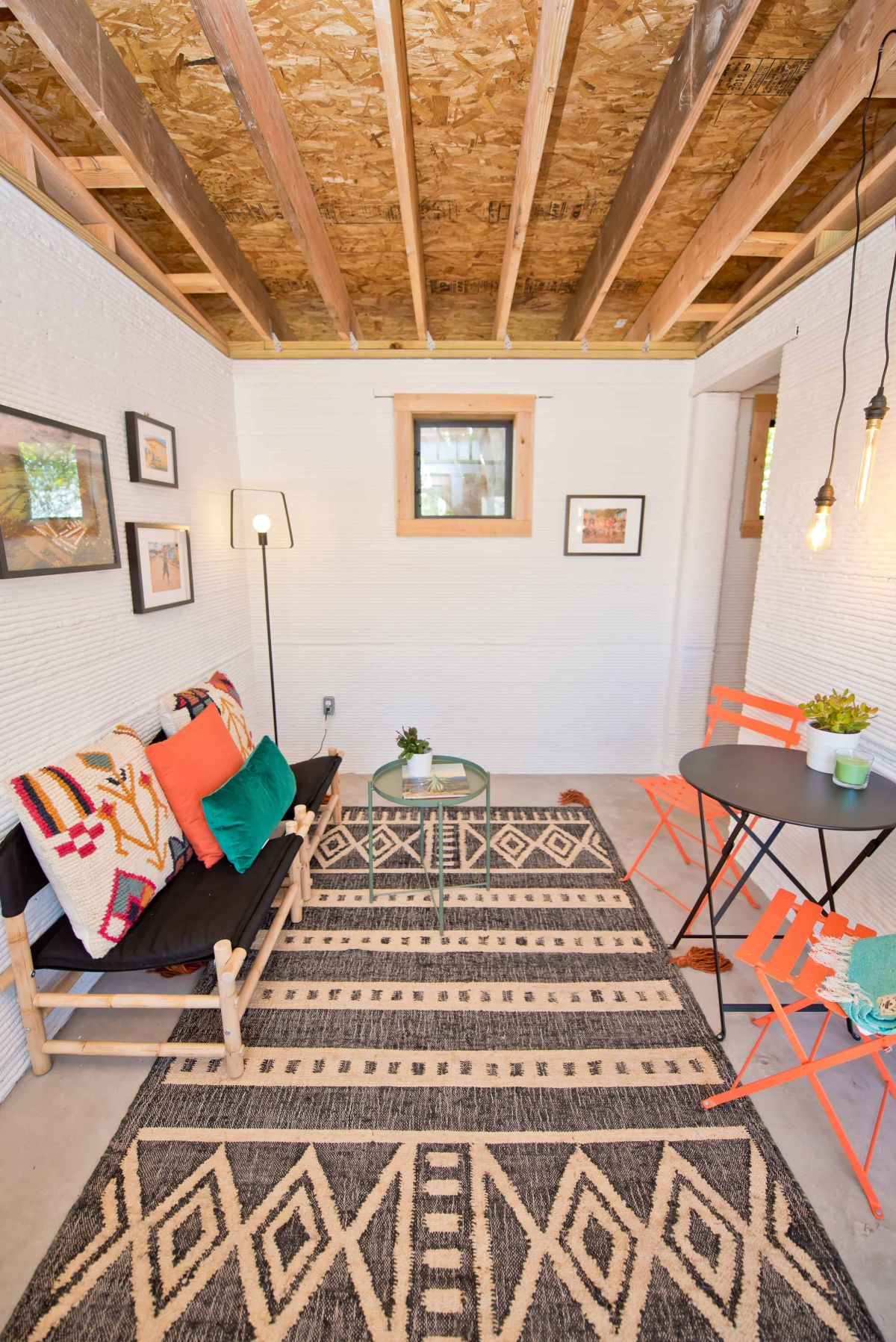 Modern 3D printed home by Icon - narrow living room