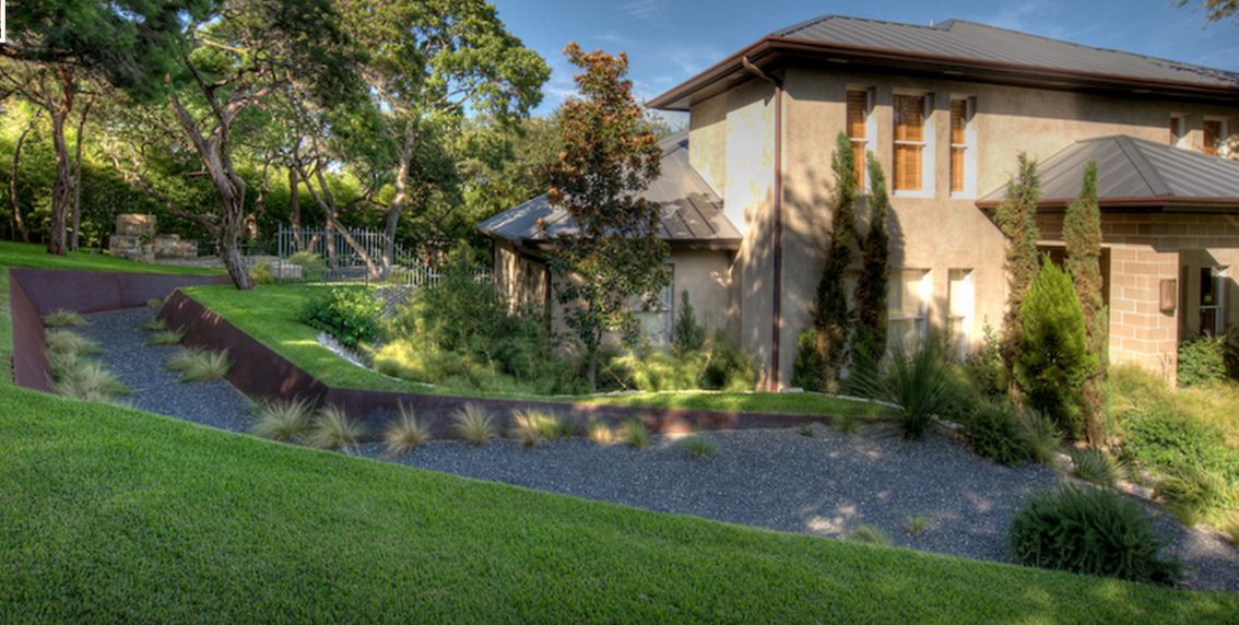 Modern Backyard design with corten steel