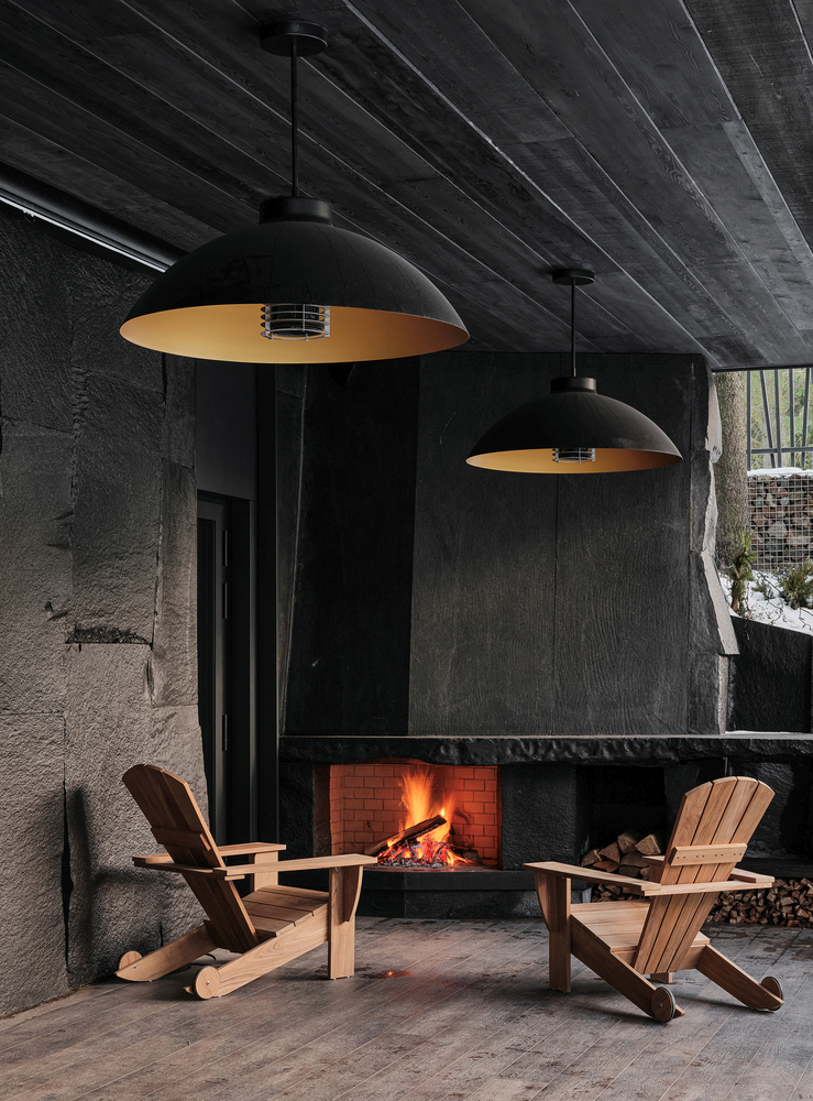 Modern Cabin Russian forest Hill House bottom outdoor fireplace