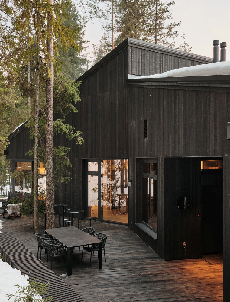 Modern Cabin Russian forest Hill House deck on patio