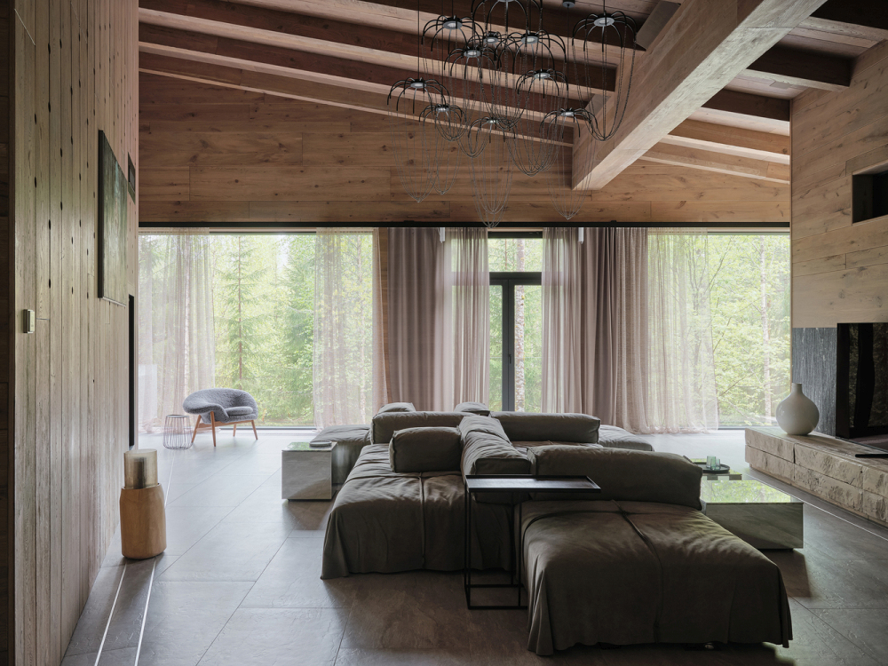 Modern Cabin Russian forest Hill House large double seating sofa