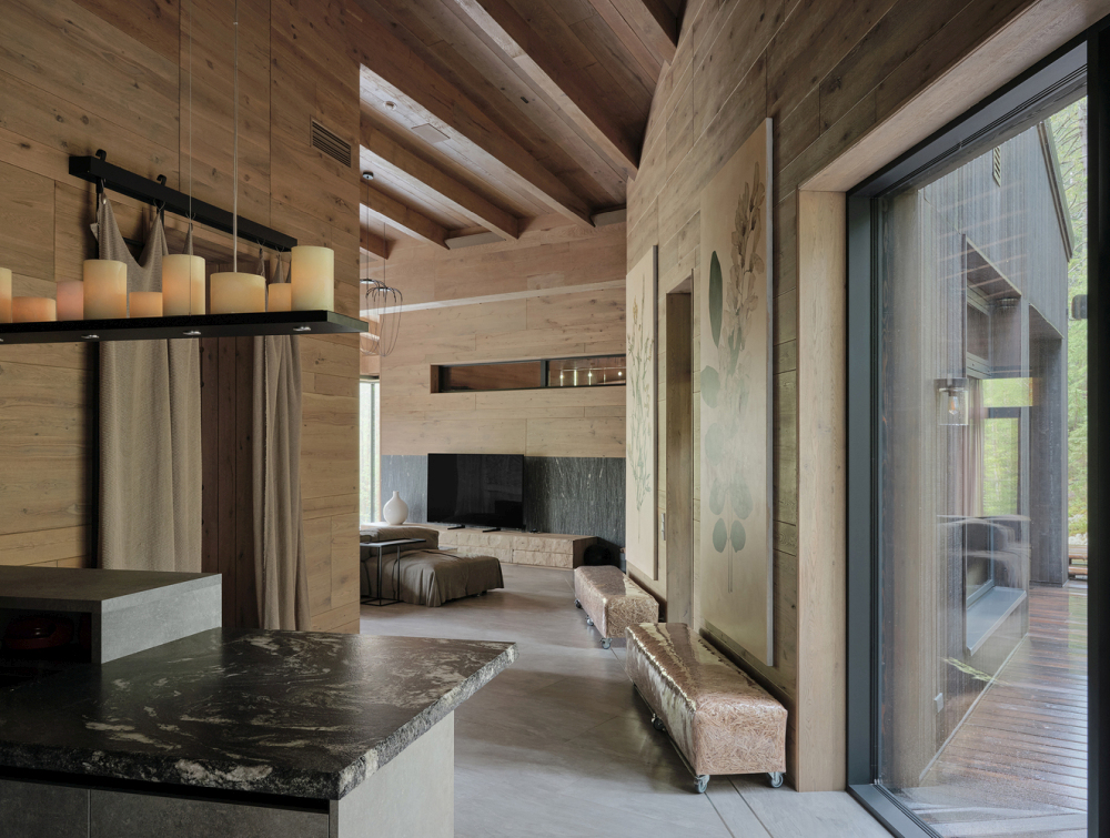 Modern Cabin Russian forest Hill House simple wood walls