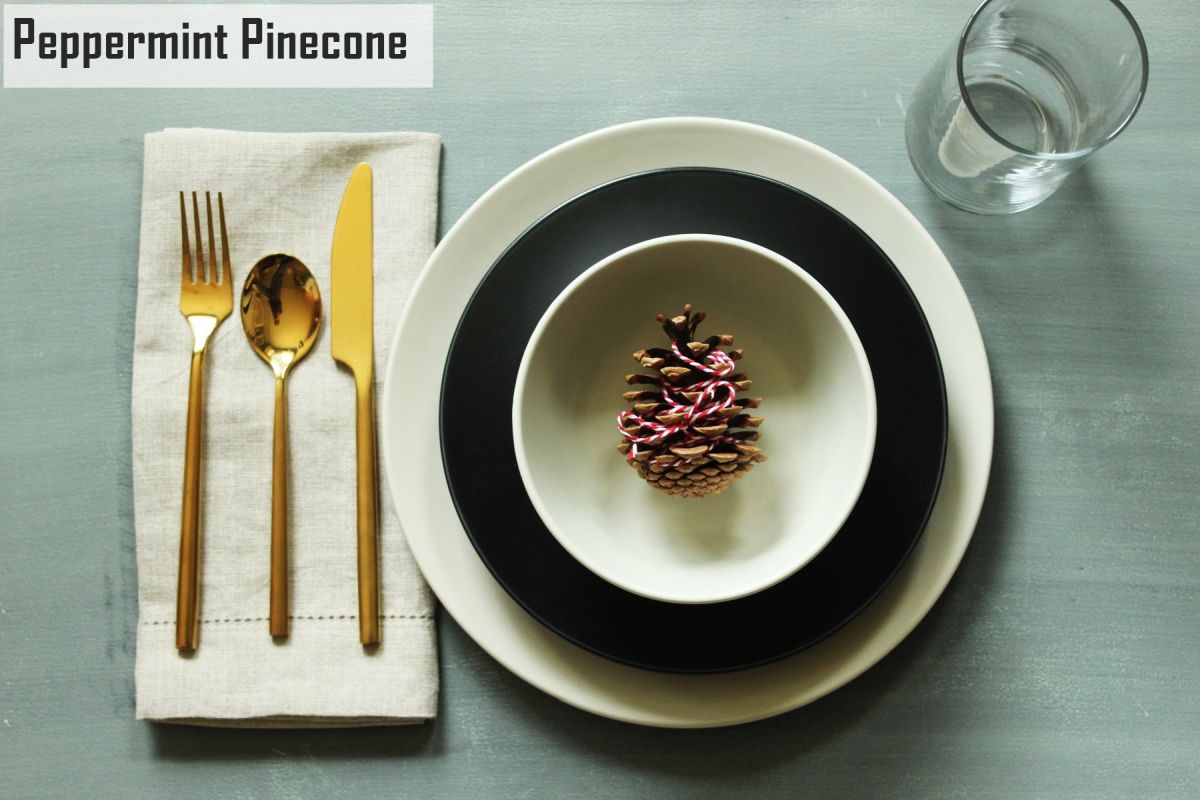 Modern Christmas Table Settings-Peppermint Pinecone