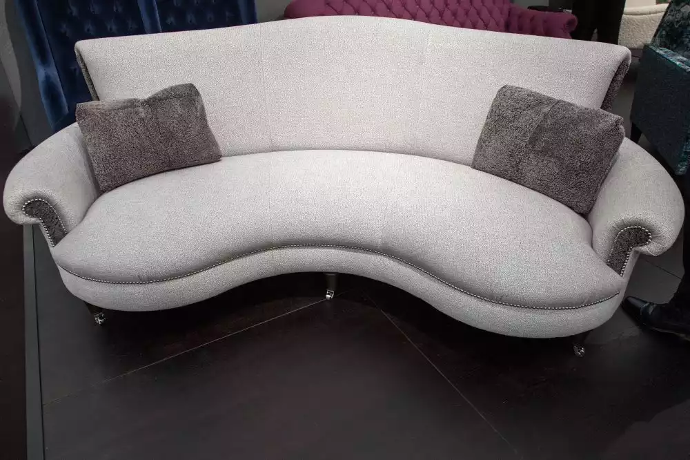 Modern Curved Lines Grey Couch