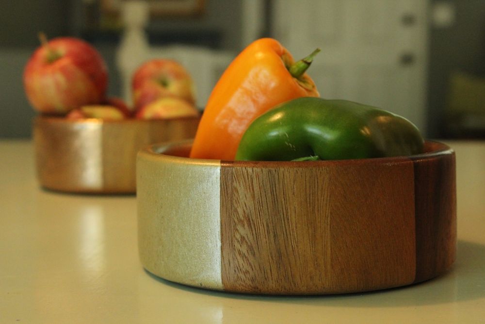 Modern DIY Metallic Accented Wooden Bowls