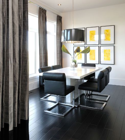 Modern Dining Room With Black Floor