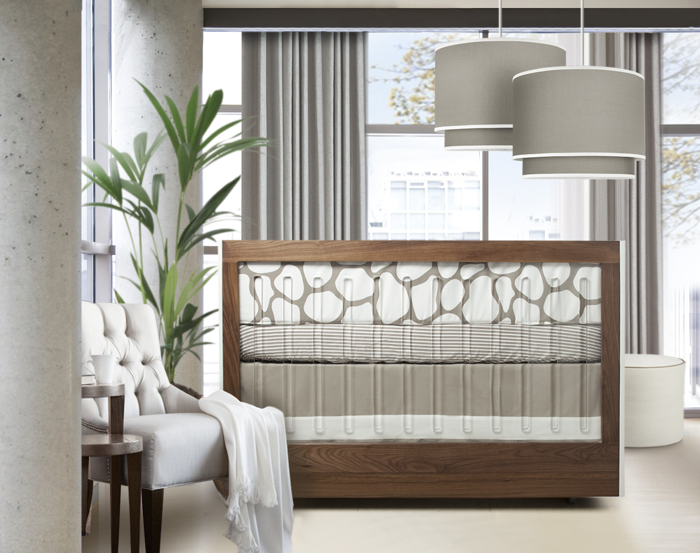 Modern Nursery Featuring a Taupe Color