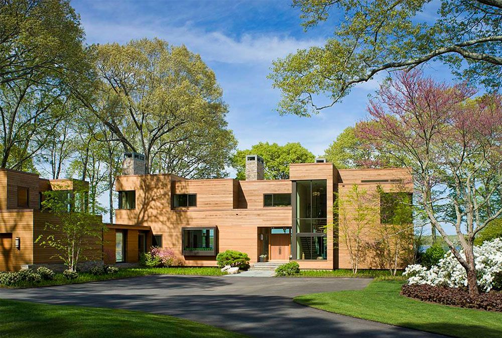 Modern Style Home with a modern wood facade