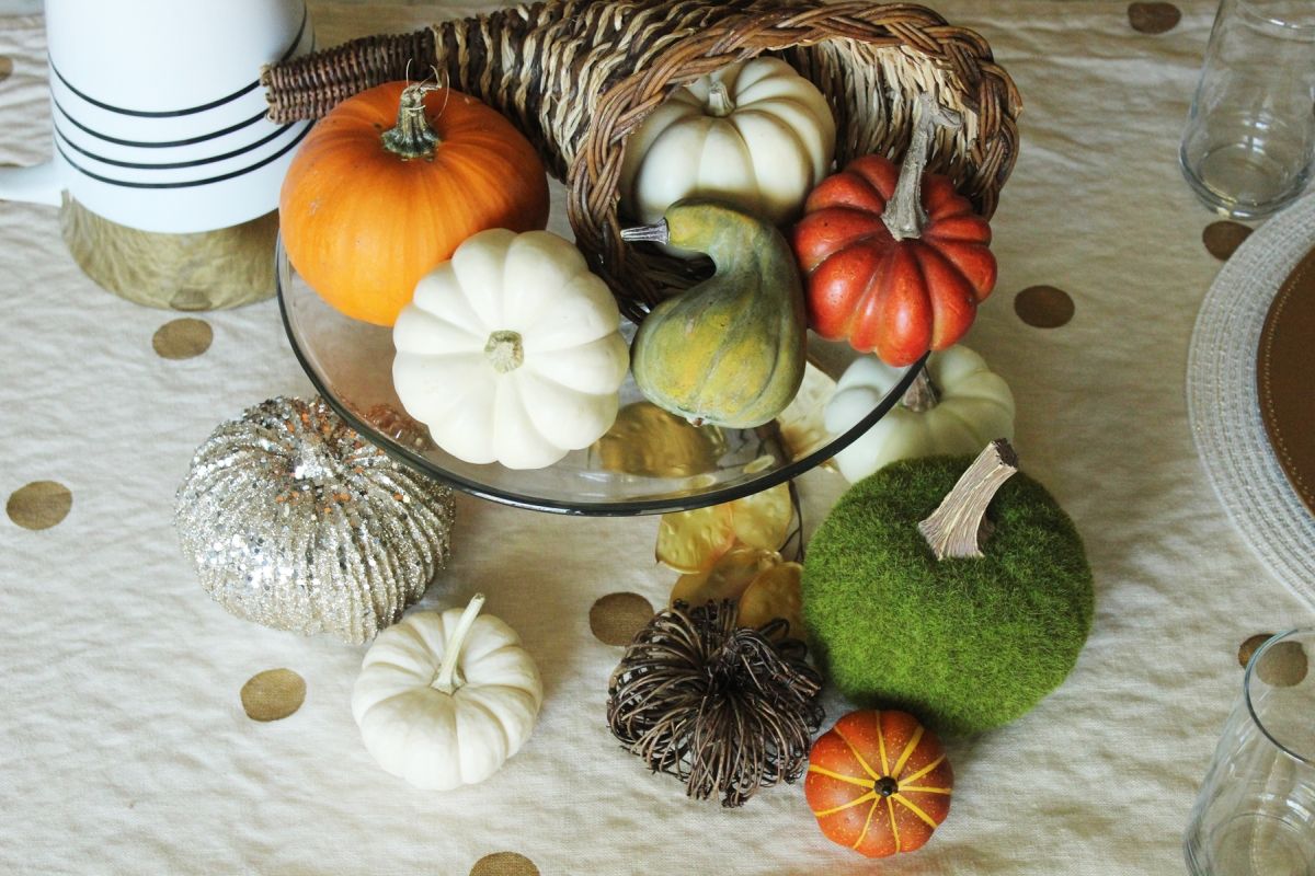 Modern Thanksgiving Table Setting- Pumpkins Galore