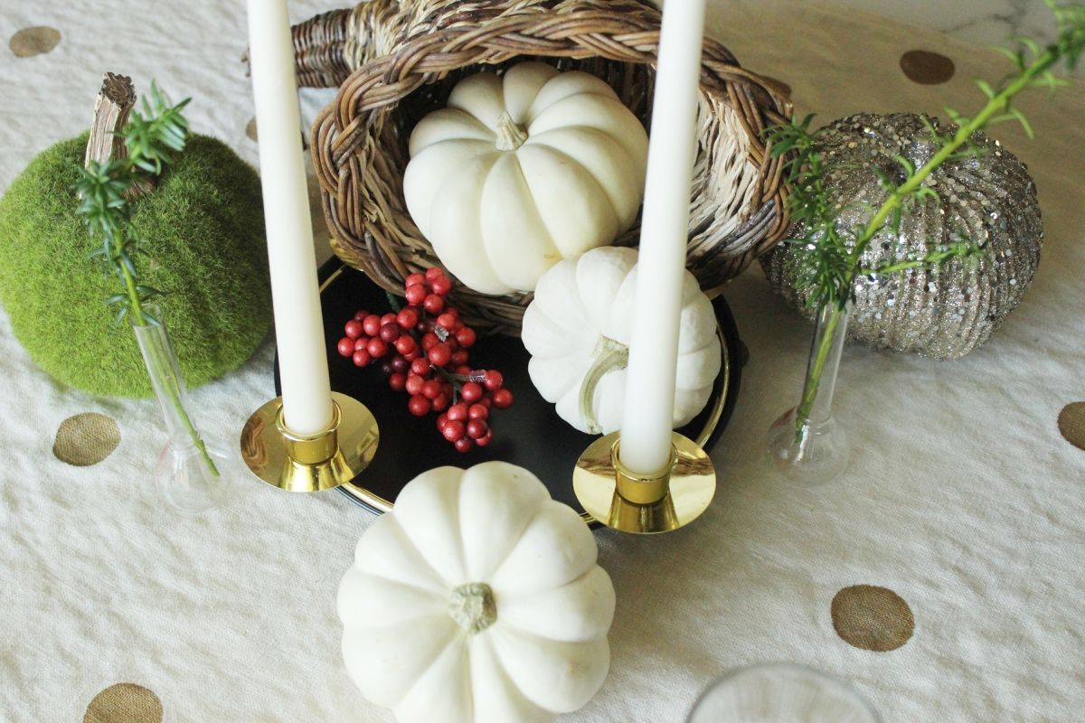 Modern Thanksgiving Table Setting- bit more red and green