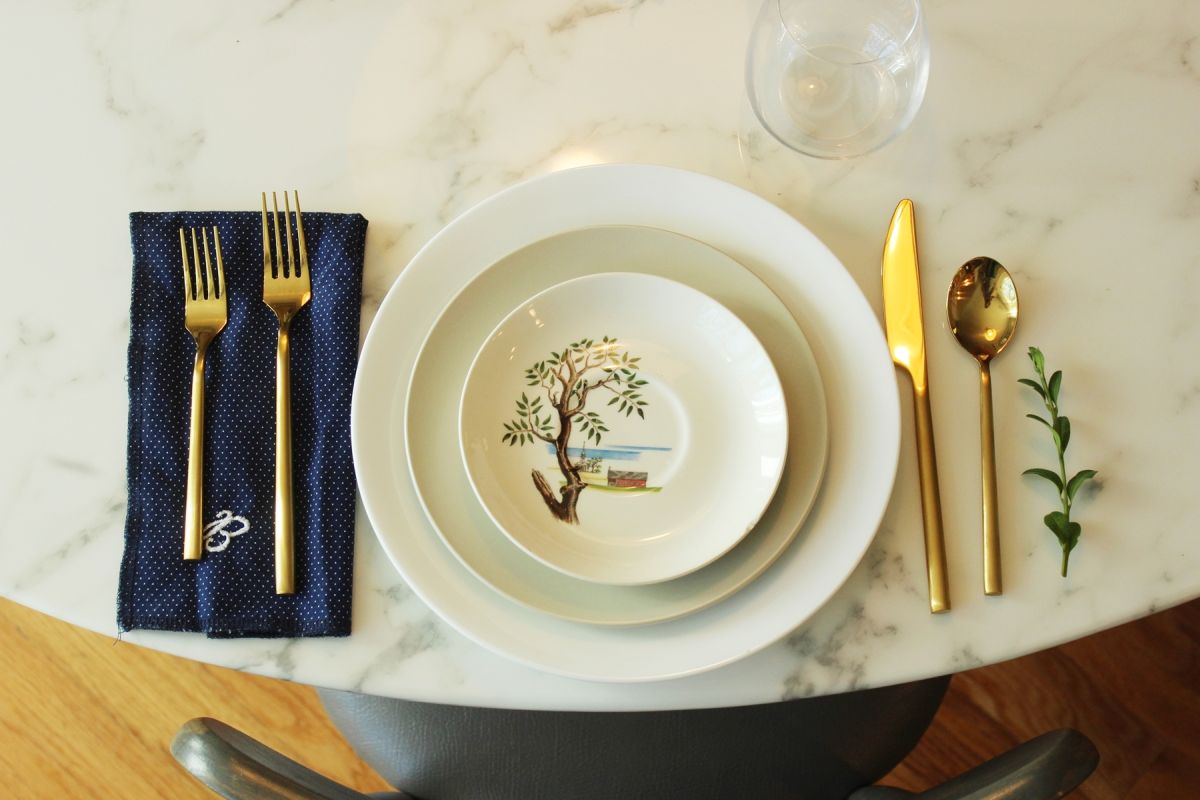 Modern Thanksgiving Table Setting-napkin is part of a set monogrammed