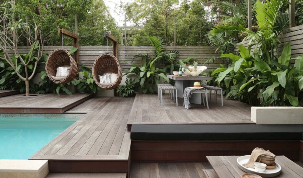 Modern beach vibes backyard