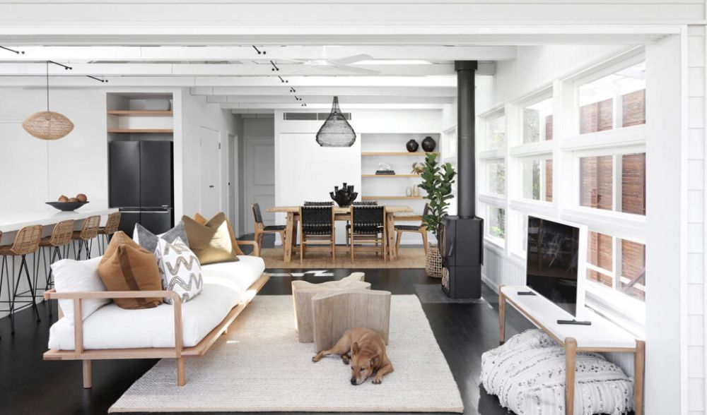 Modern beach vibes living room