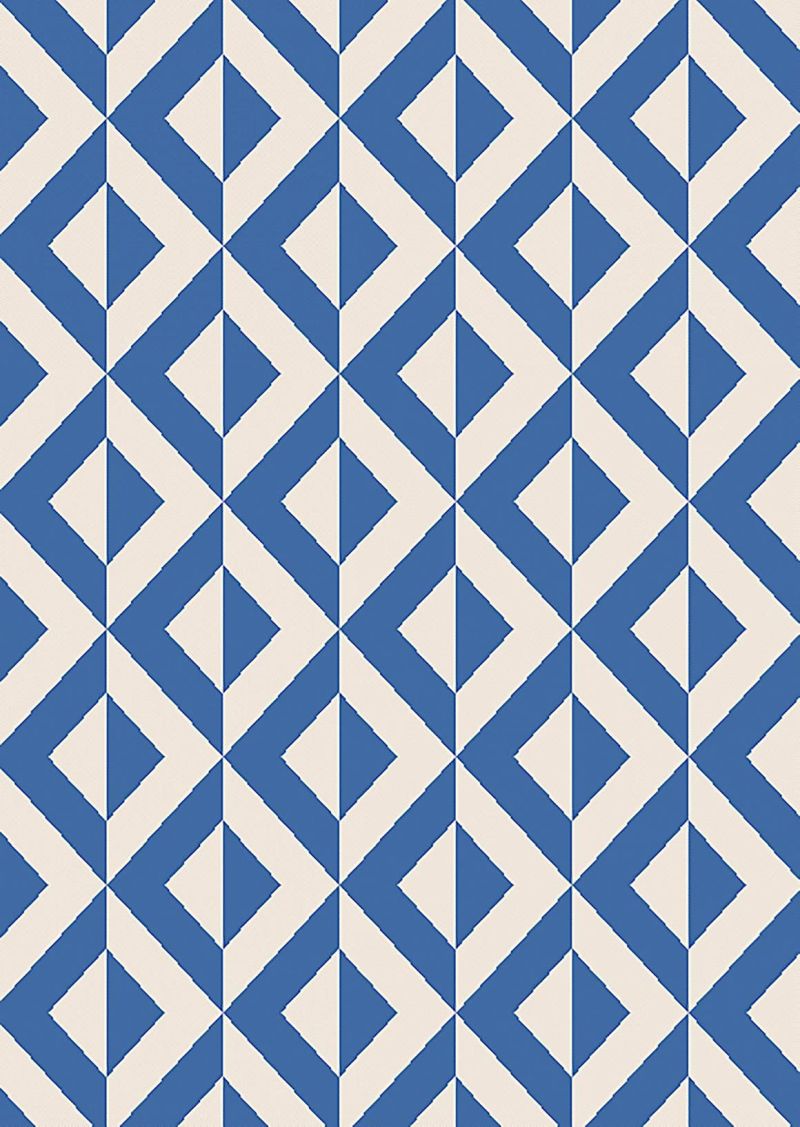 Modern blue and white pattern outdoor rug