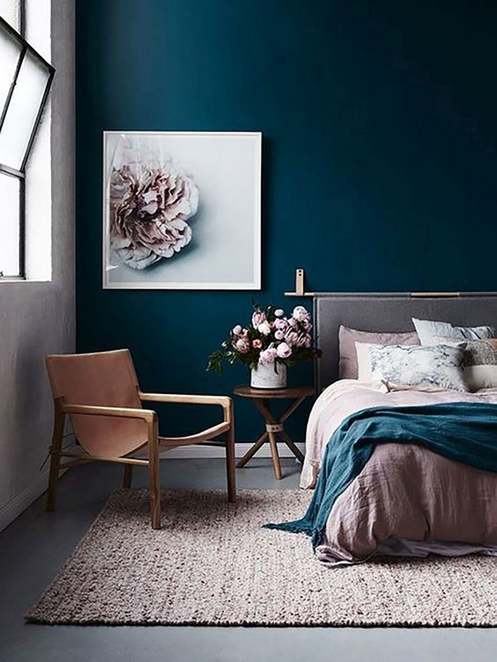 Modern blue bedroom floral