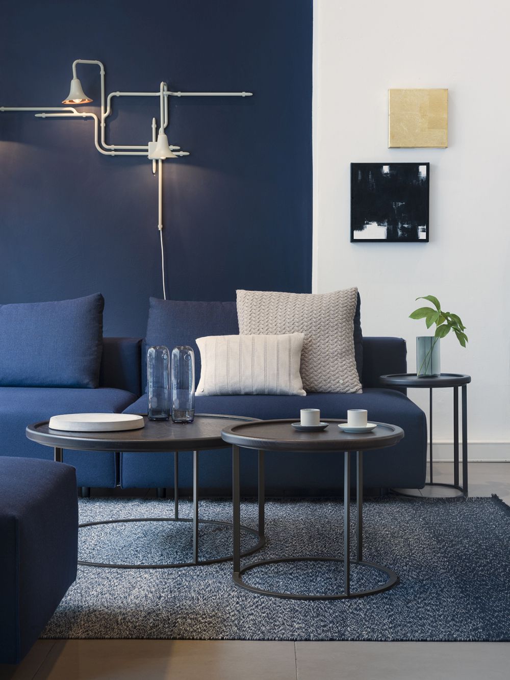 Modern blue living room two tone