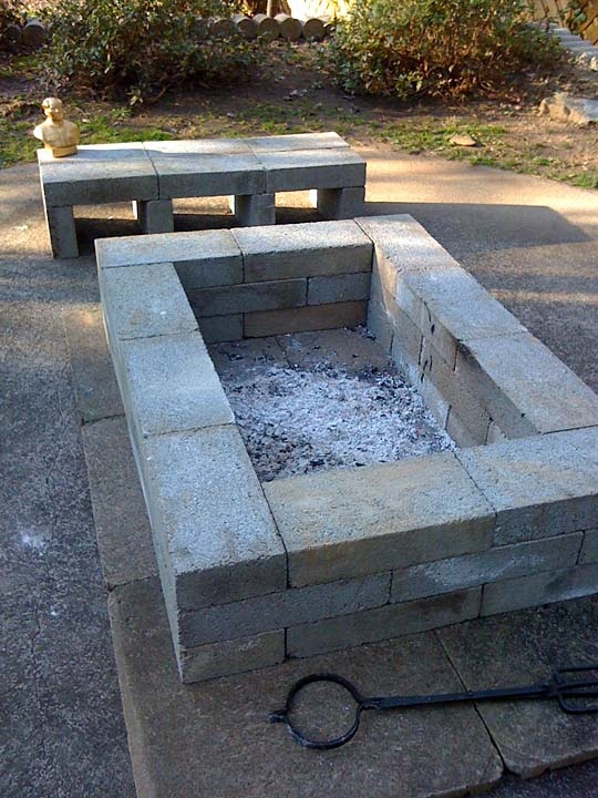 Modern brick fire pit with seating