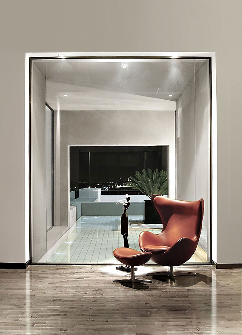 Modern brown leather egg chair