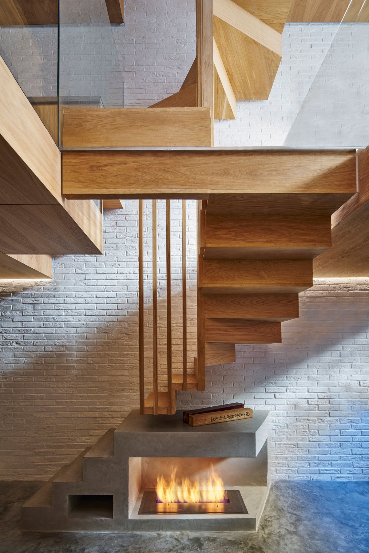 Modern concrete and wood stairs