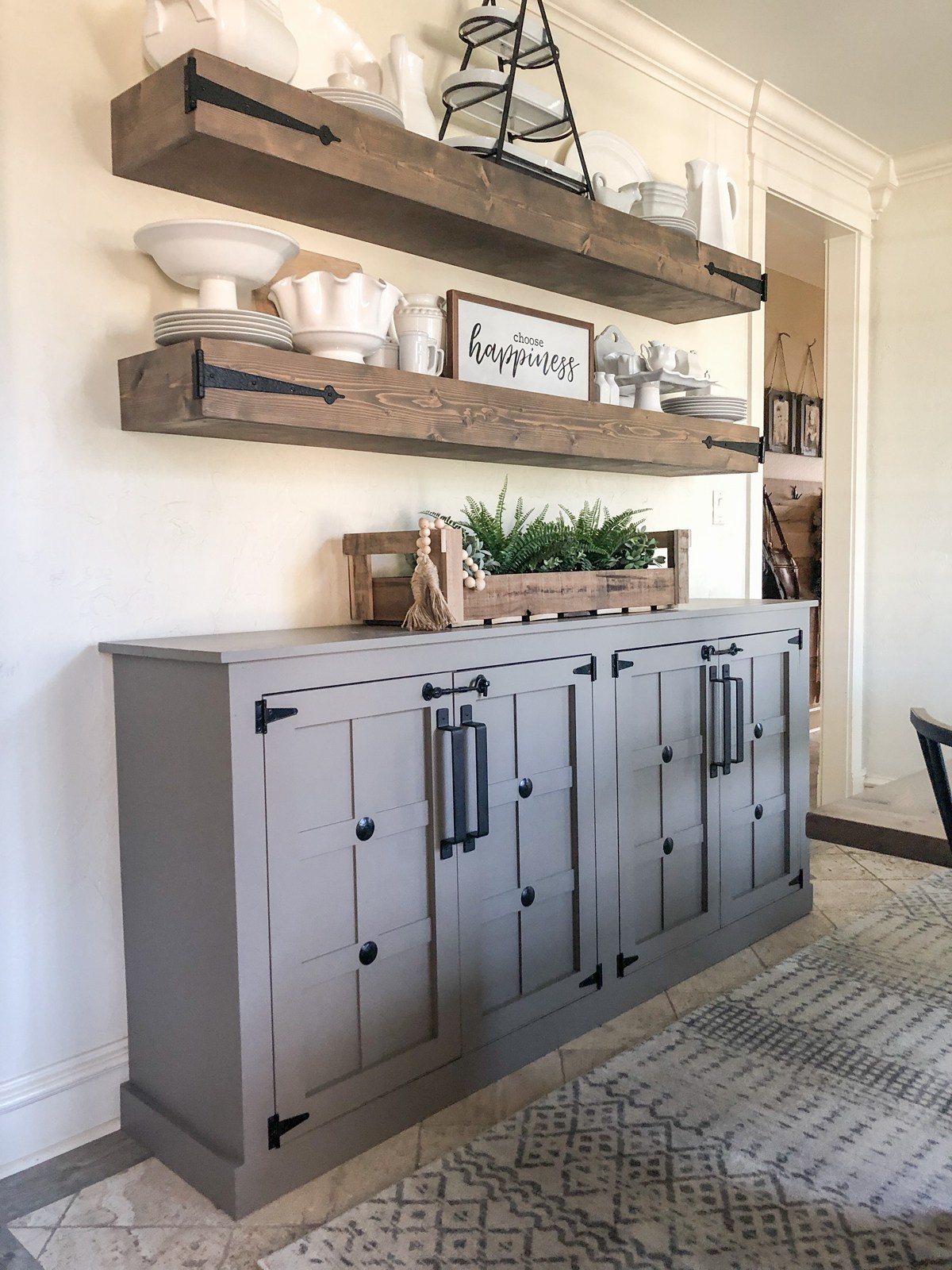 Modern farmhouse cabinet and shelf