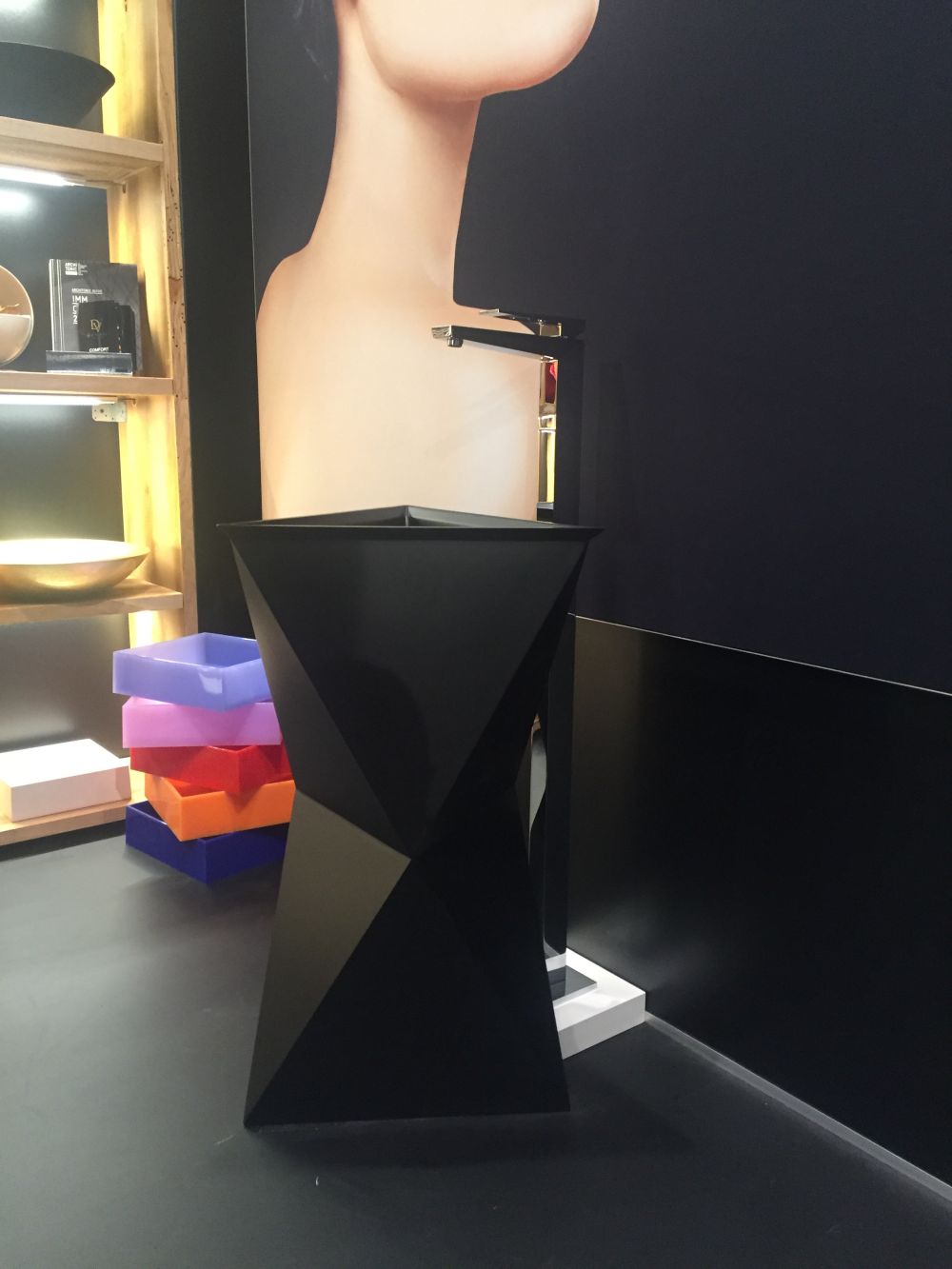 Modern geometric black freestanding vanity