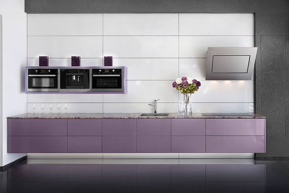 Modern kitchen cabinets in levender color