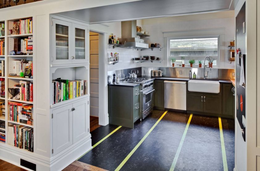 Modern linoleum kitchen floor