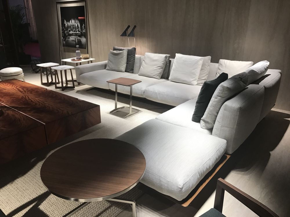 Modern living room decor with grey seating