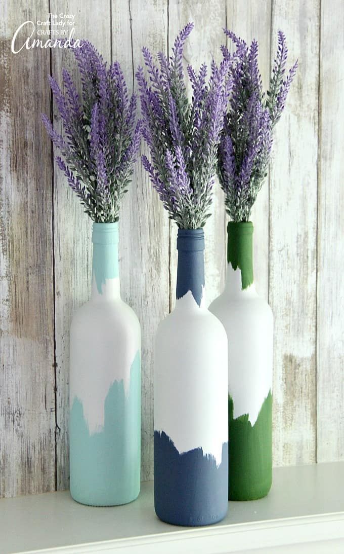 Multicolored wine bottle vases