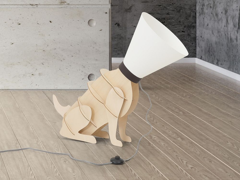 Modern plywood dog shaped