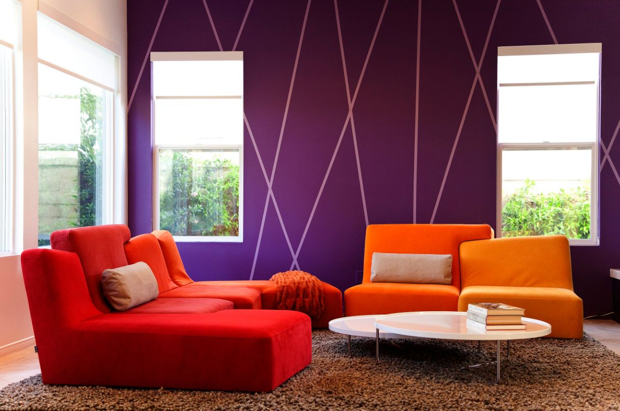 Modern purple wallpaper with large strips