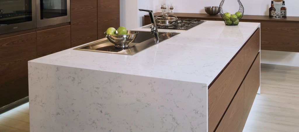 Modern quarts countertop design with built in sink