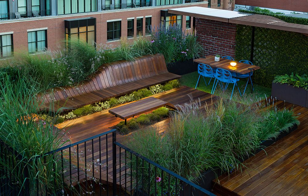 Modern rooftop deck garden