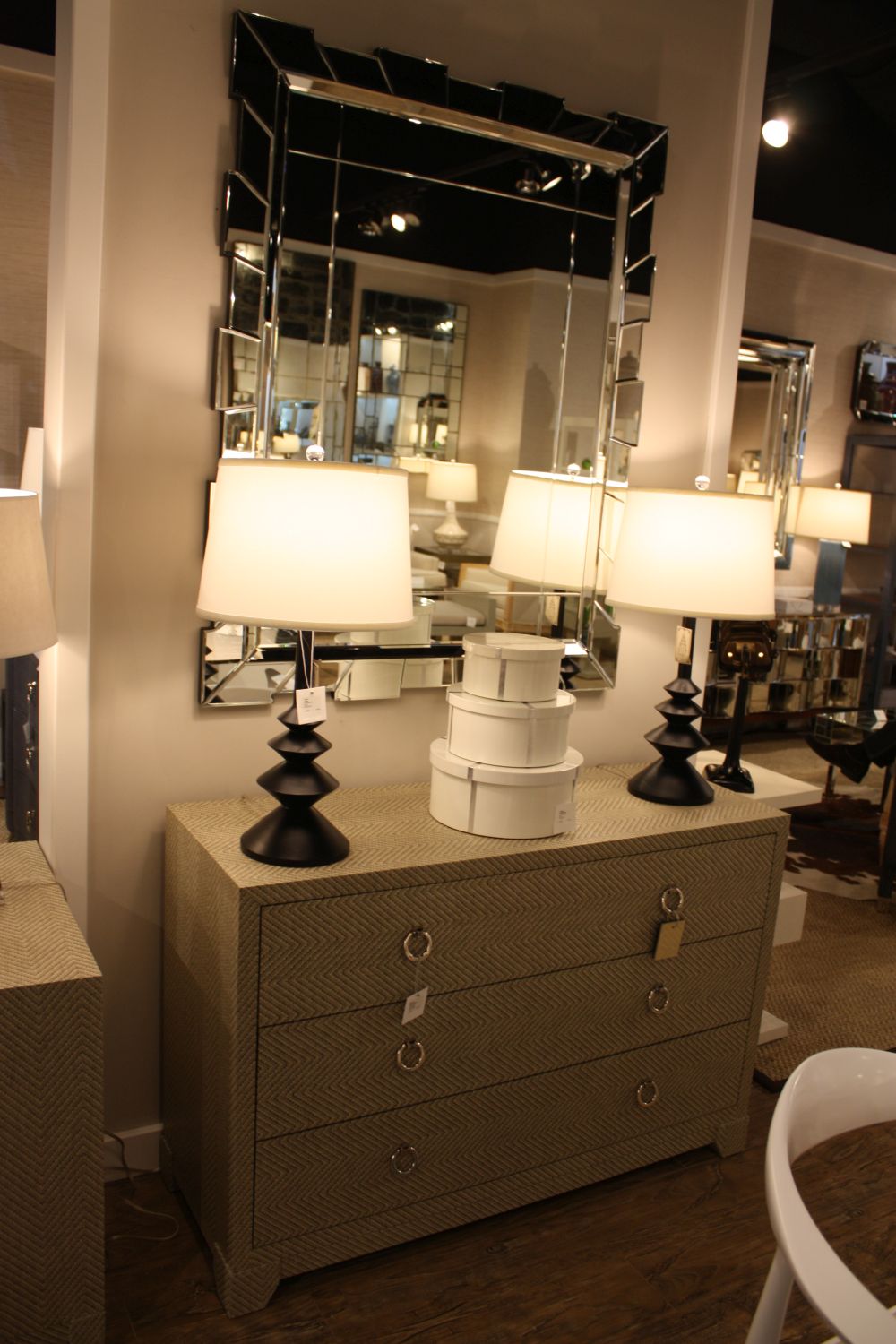 Modern wall mirror above console