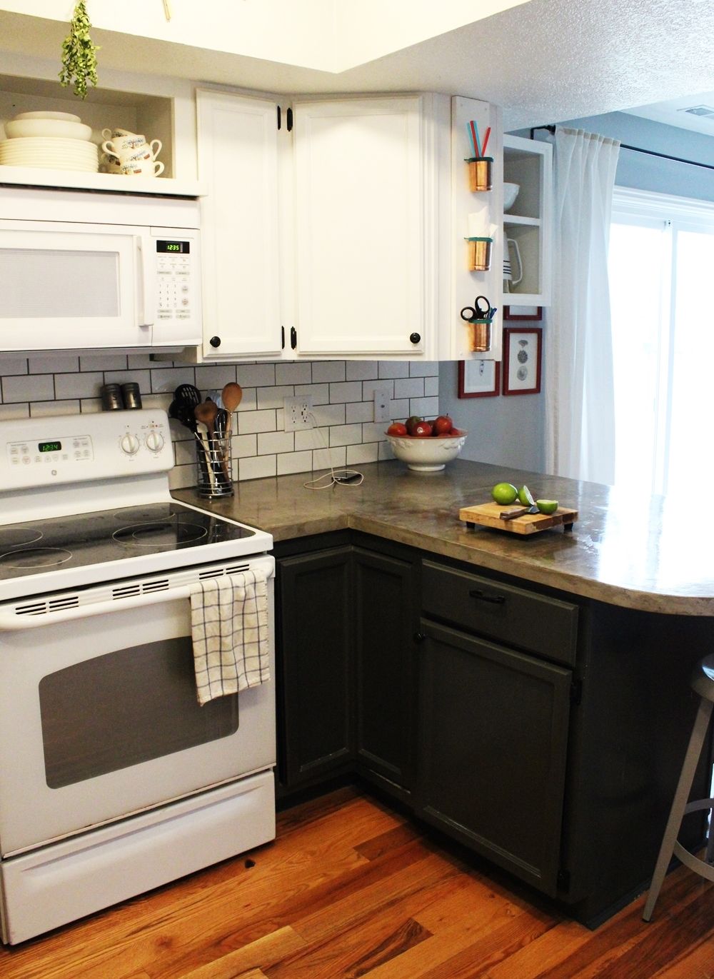 Modern white kitchen subway tiles