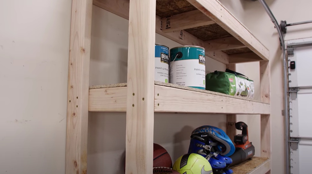 Modern wood garage shelves