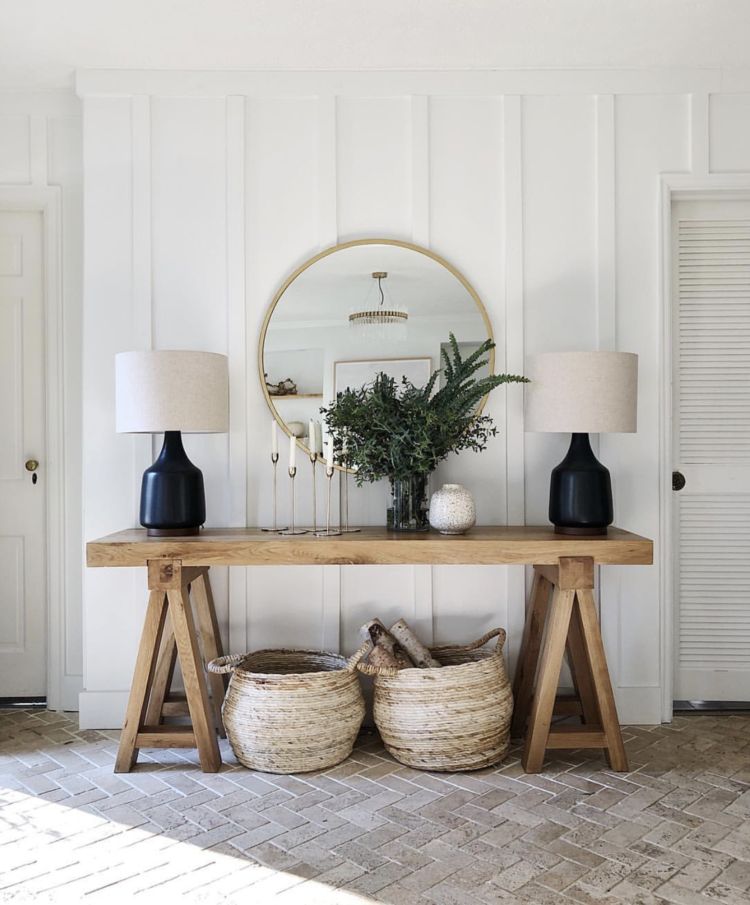 Modern wood table for entryway