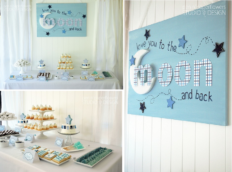 Moon and back baby shower theme