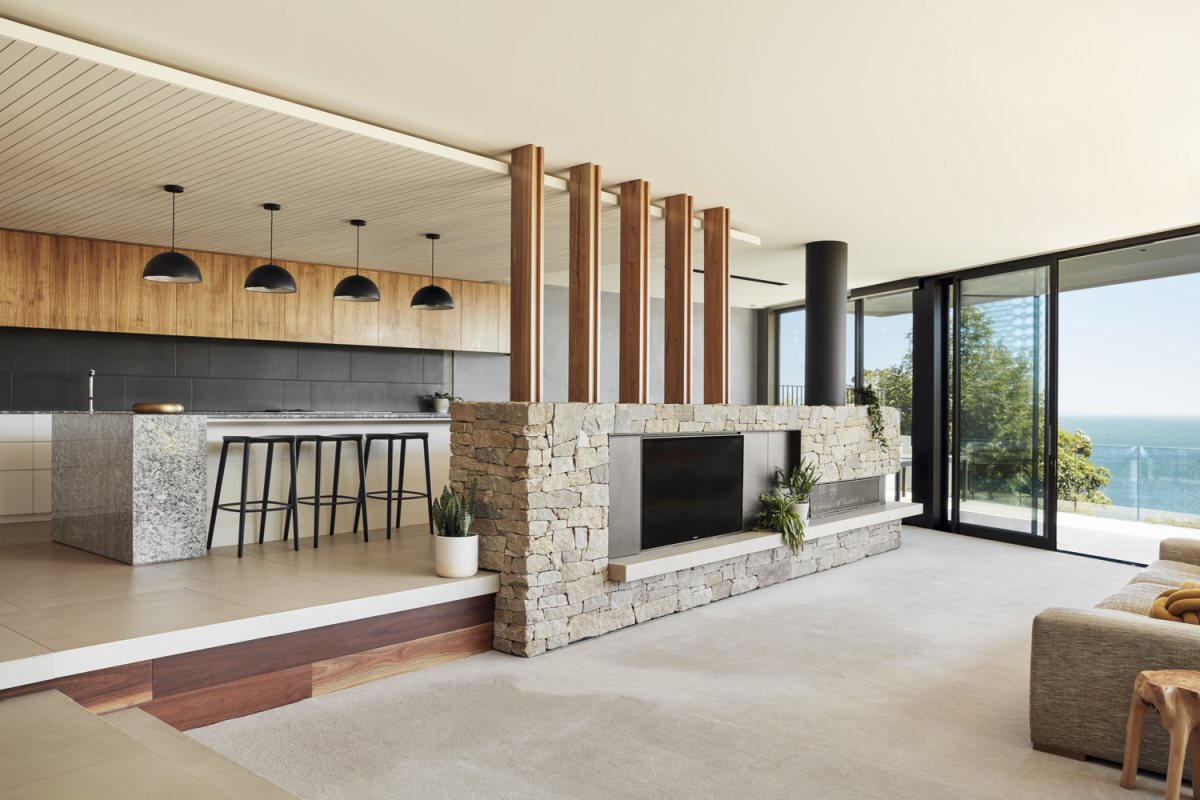 Morninton Peninsula House Australia Turco and Associates stone wall divider