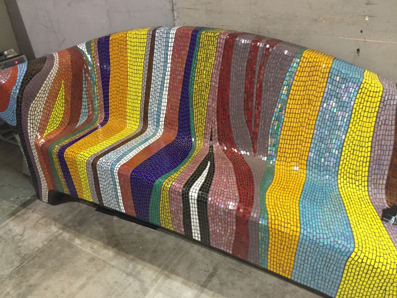 Mosaic sofa SocialSofa is a custom-made concrete outdoor bench