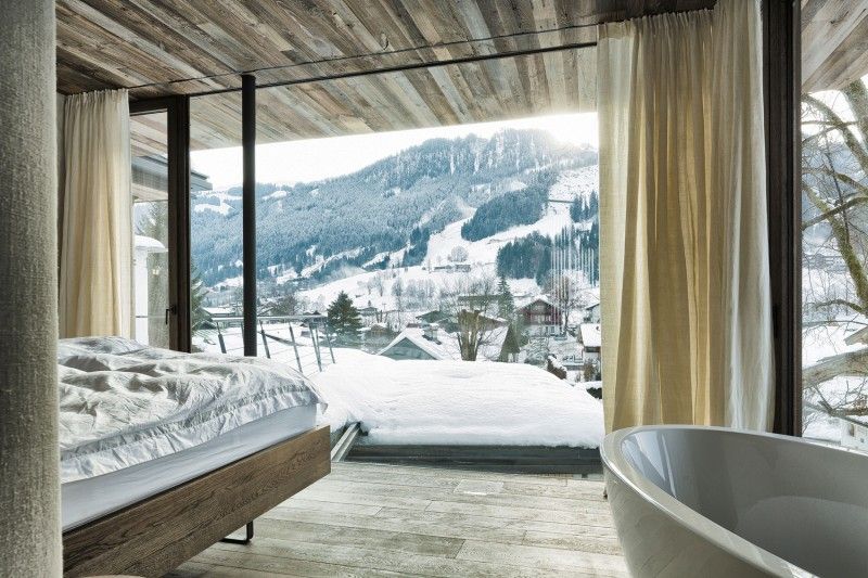 Mountain chalet bedroom view