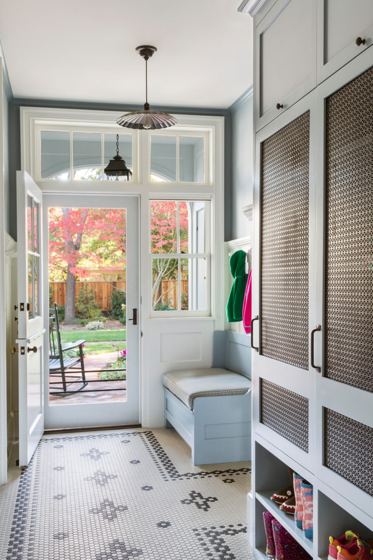 Mudroom open to backyard