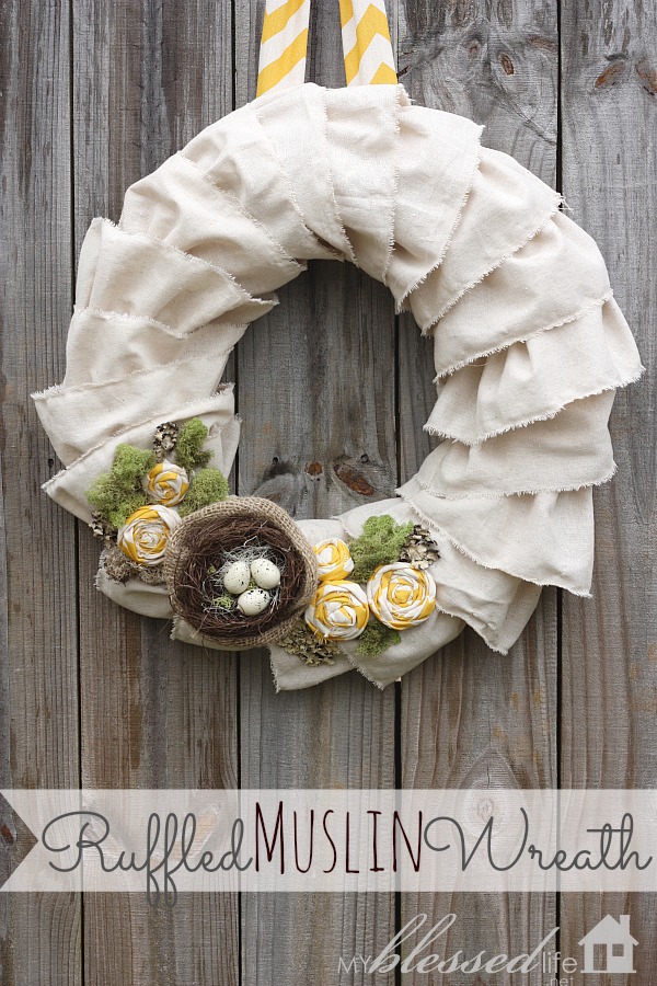 Muslin burlap wreah for spring