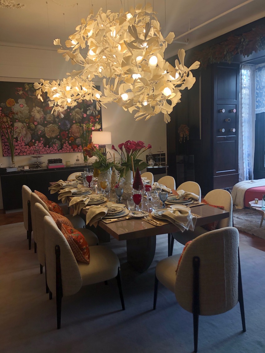NYC Holiday House dramatic dining room