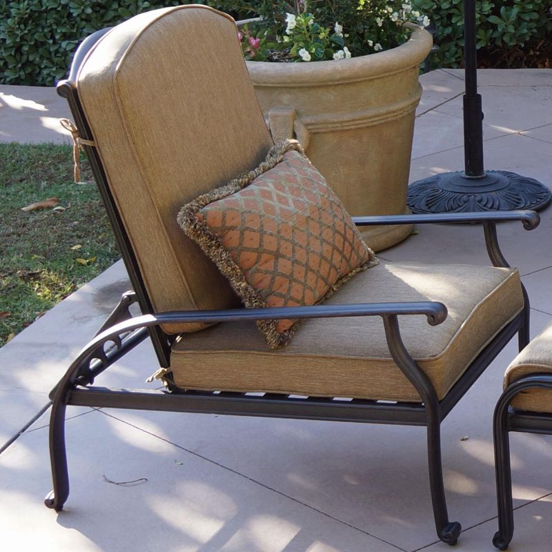 Nassau 2 Piece Cast Aluminum Patio Reclining Club Chair SetSesame Cushions By Darlee