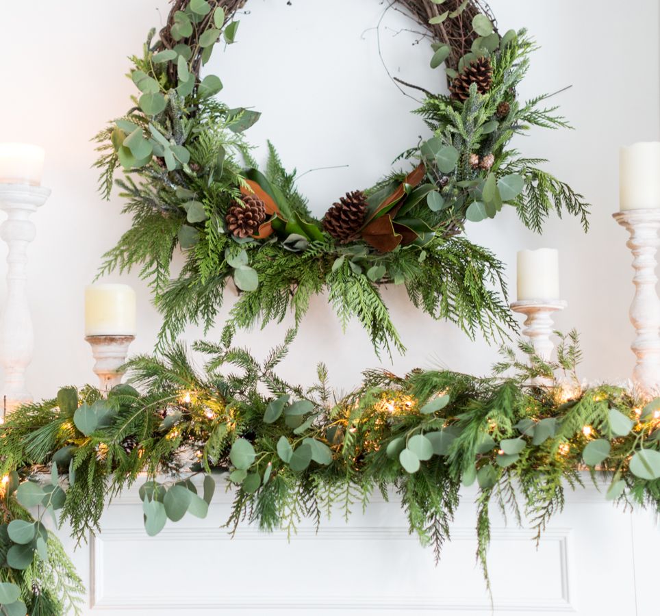 Matching Christmas decorations using greenery