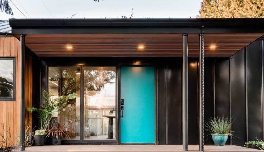 Natural Textures with a Teal Front Door