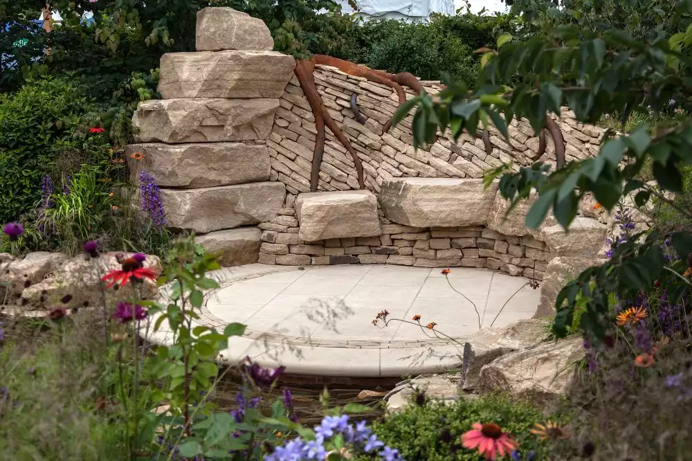 Natural stone and boulders to create seating