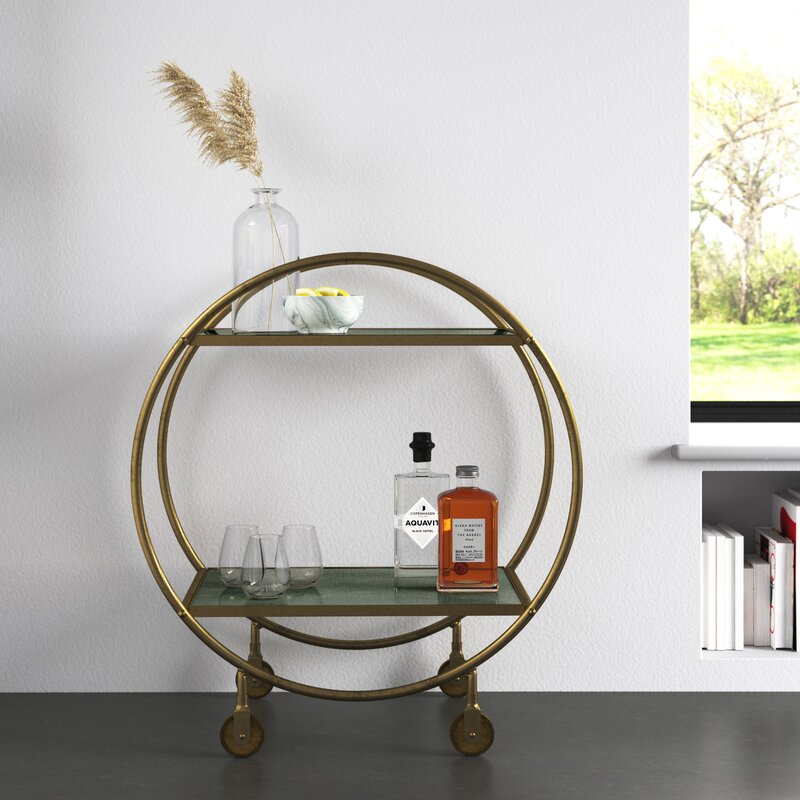 Nicole Marble and Metal Bar Cart